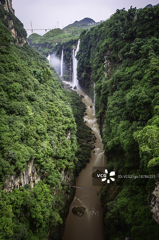 马岭河峡谷瀑布图片素材