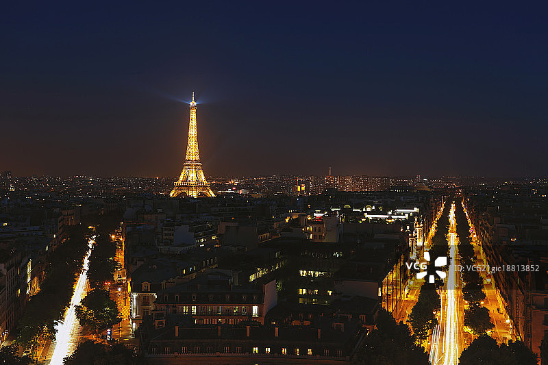 法国巴黎埃弗尔铁塔夜景图片素材