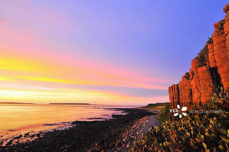 马公市,澎湖,台湾,亚洲,桶盘屿,海景,柱状玄武岩,日落,图片素材