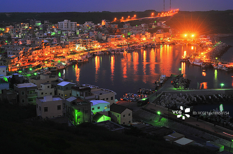 外埯村,西屿乡,澎湖,台湾,亚洲,渔港,夜景,图片素材