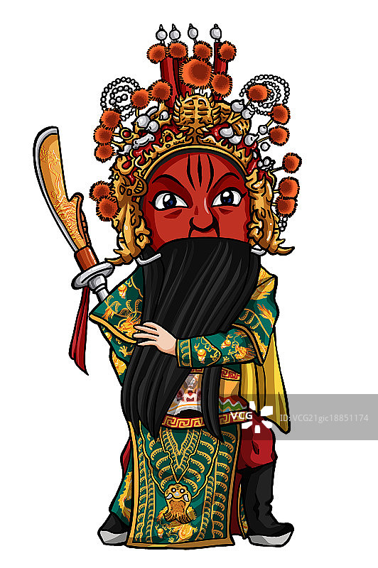 插画,人物,京剧,关羽,武净,图片素材