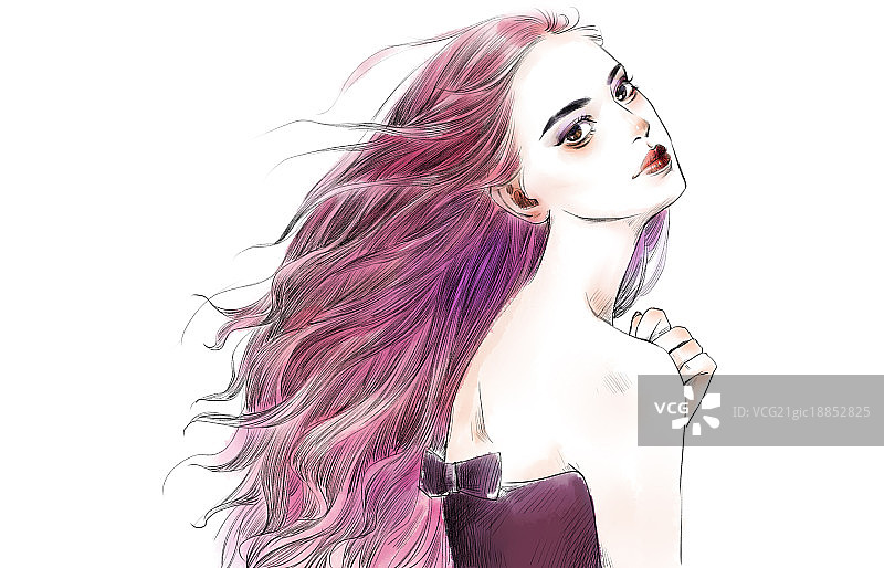 女孩插画图片素材