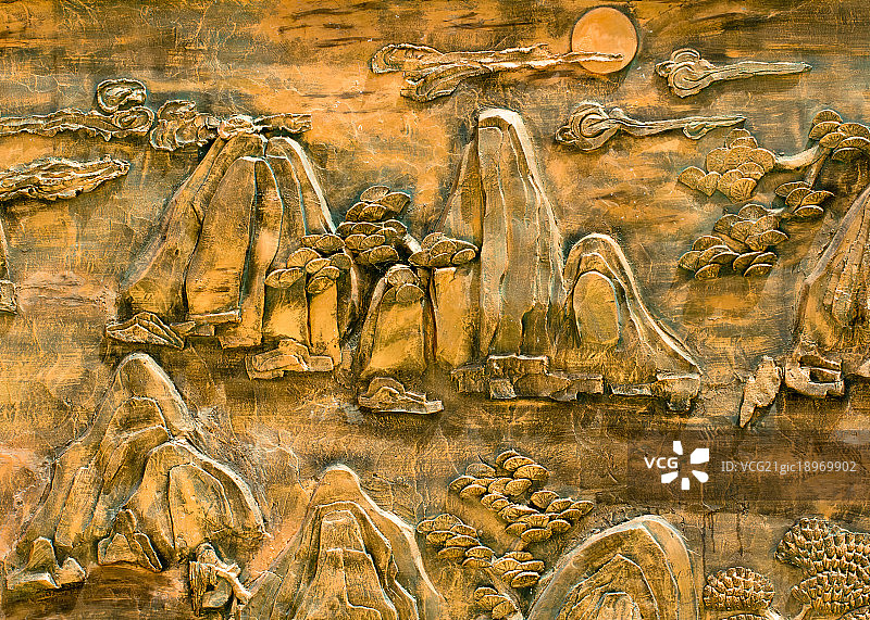 铜制壁画百里峡野三坡图片素材