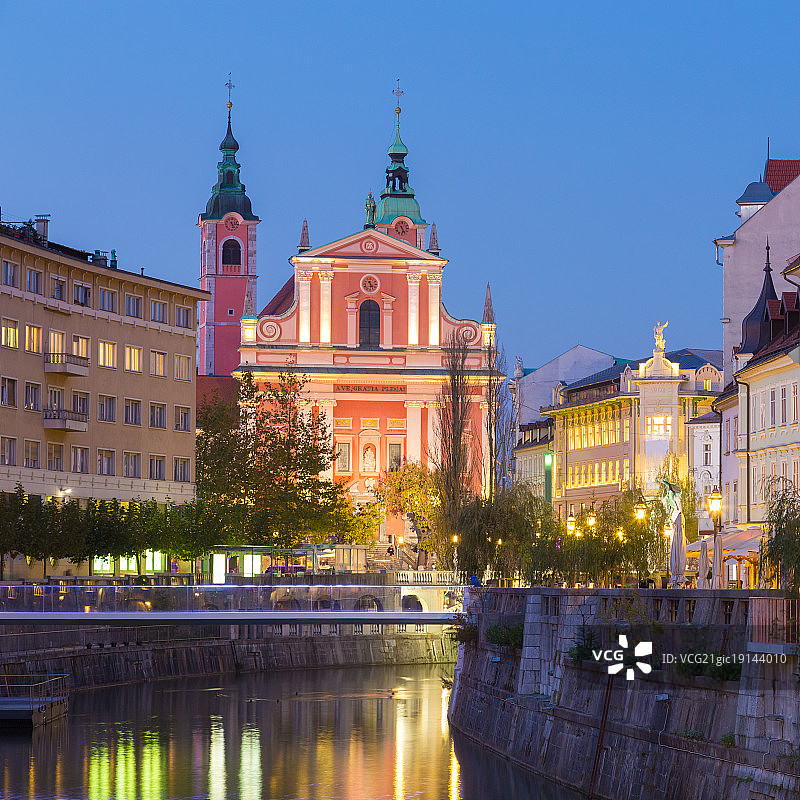 浪漫的中世纪卢布尔雅那，斯洛文尼亚，欧洲。图片素材