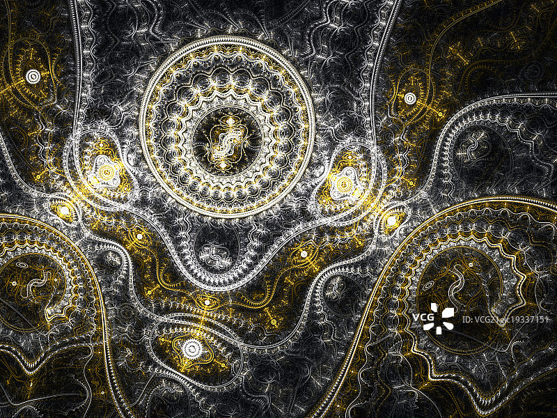 金色抽象分形图案图片素材