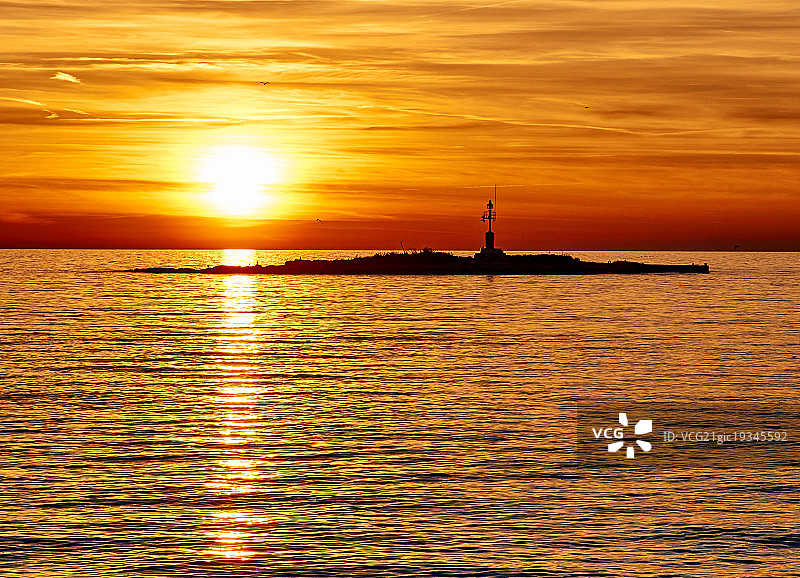 克罗地亚波雷奇日落图片素材