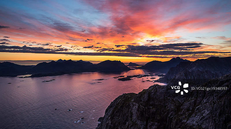罗弗敦群岛午夜太阳图片素材