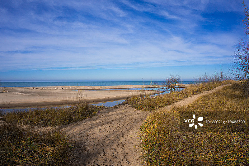 密歇根湖，小径分岔口图片素材