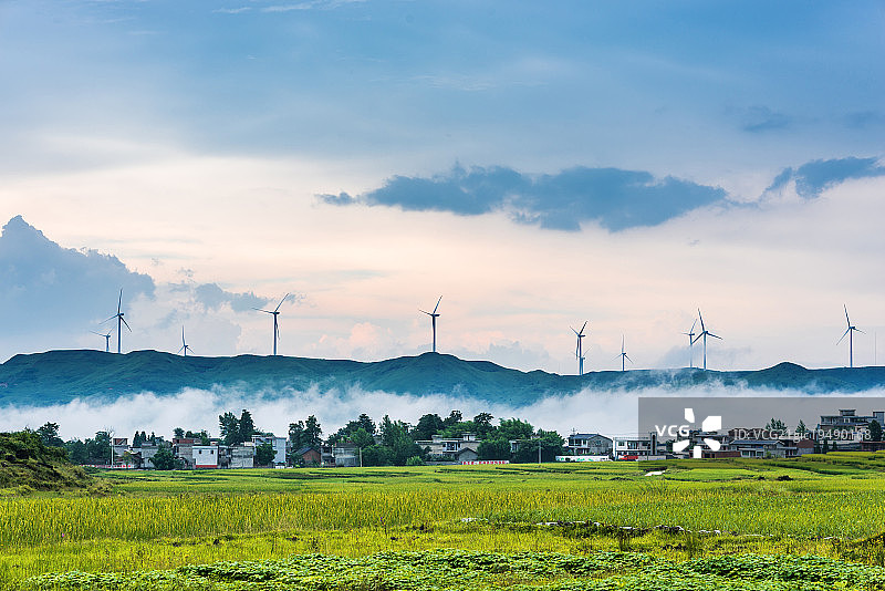 草原梯田村落图片素材