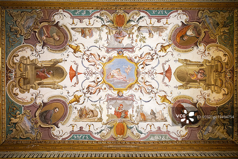意大利佛罗伦萨乌菲兹博物馆天花壁画图片素材