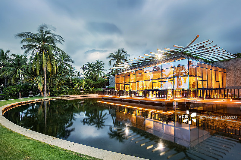 海岛五星级酒店浪漫餐厅图片素材
