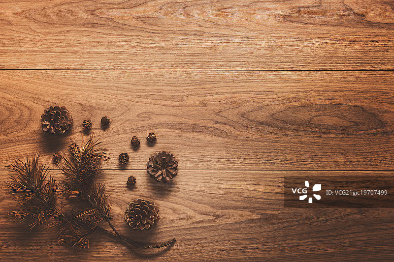 圣诞节主题背景，木桌，带复制空间图片素材