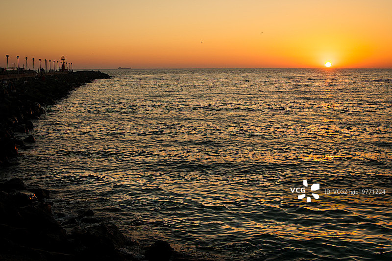 第勒尼安海的日落图片素材