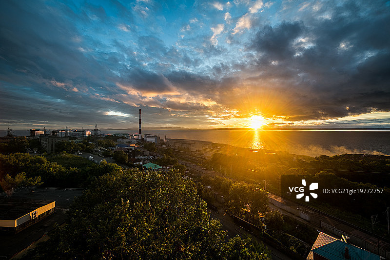 符拉迪沃斯托克日落图片素材