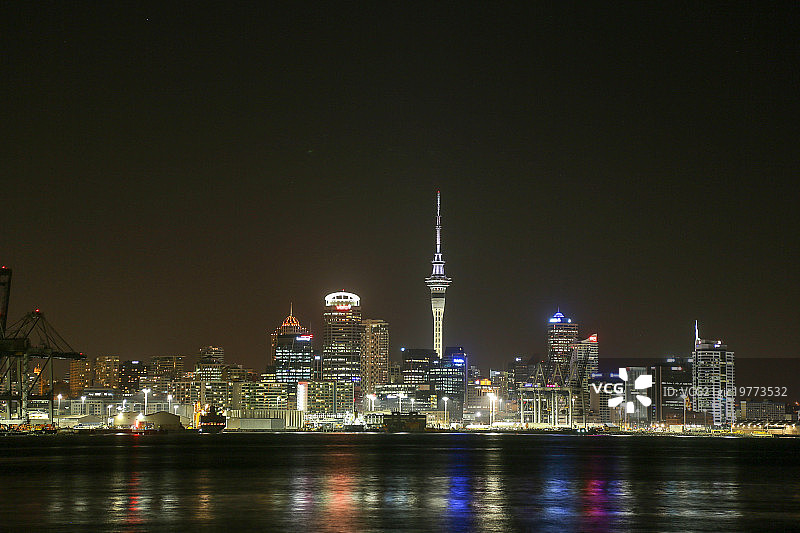 新西兰北岛奥克兰市中心夜景图片素材