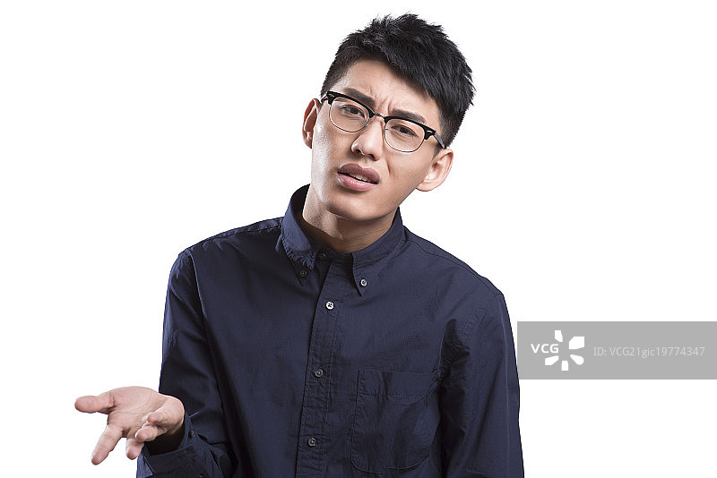 Portrait of young man irritated图片素材