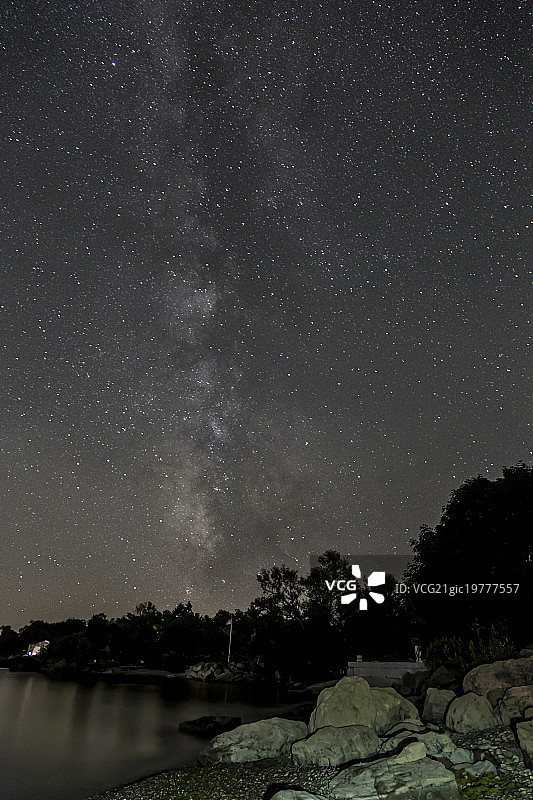 安大略湖上空的银河图片素材