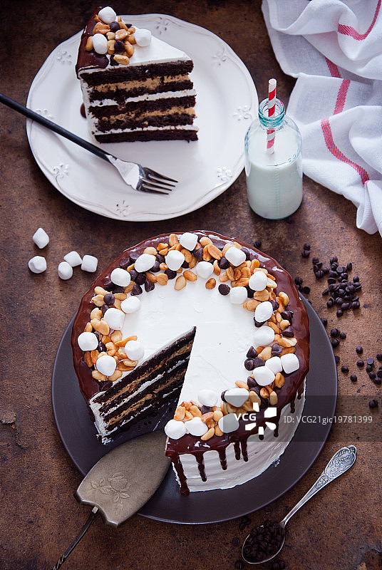 士力架巧克力蛋糕图片素材