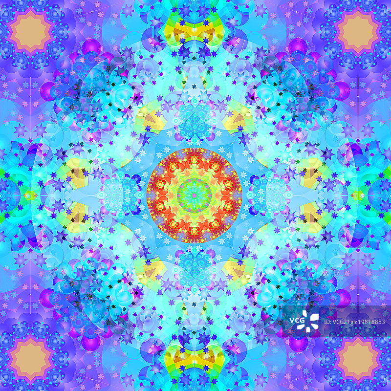 蓝色星形分形图案图片素材