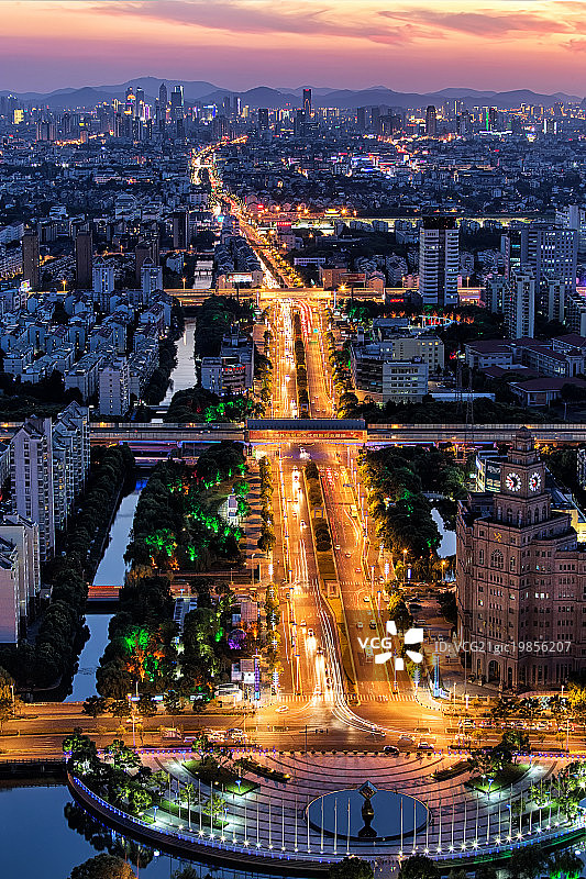 苏州干将路夜景图片素材
