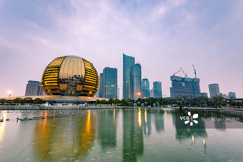 杭州钱江新城夜景图片素材