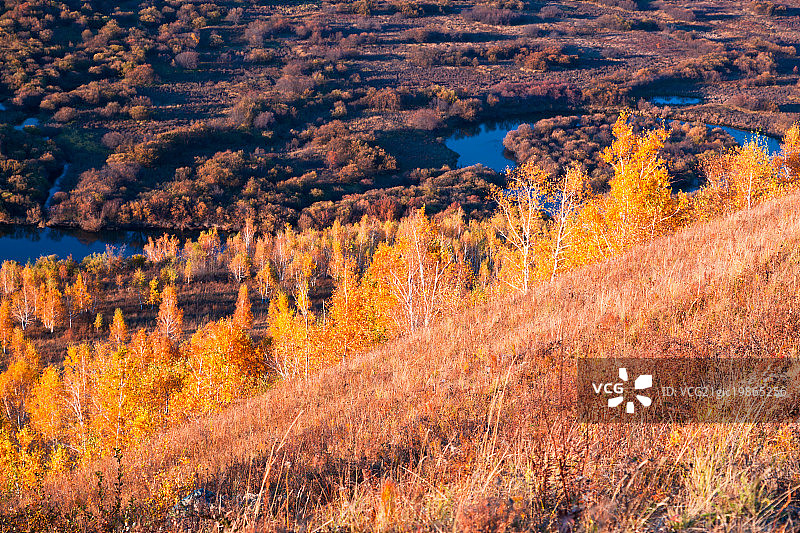 根河湿地秋色图片素材