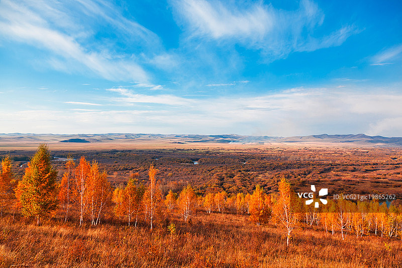 根河湿地秋色图片素材