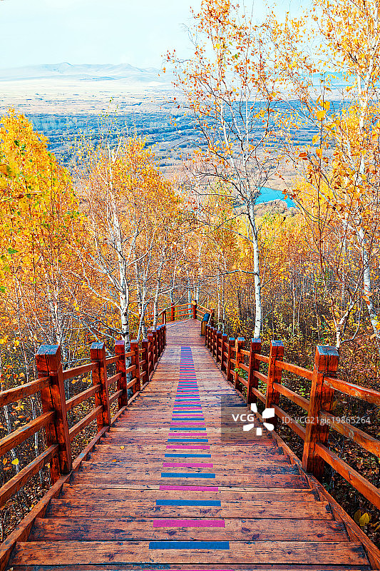 根河湿地秋色图片素材