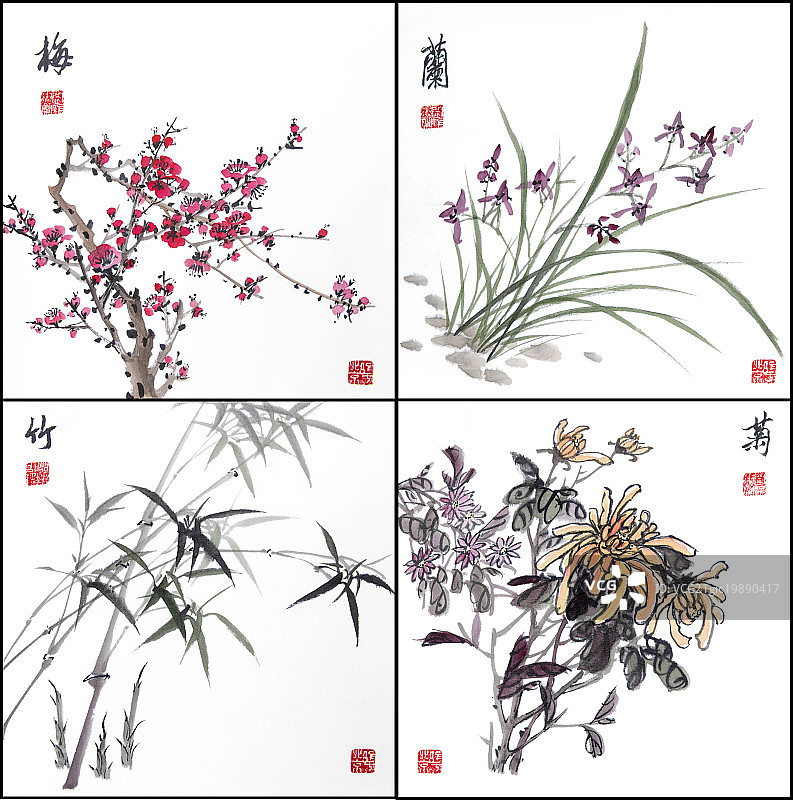 写意花中四君子图片素材