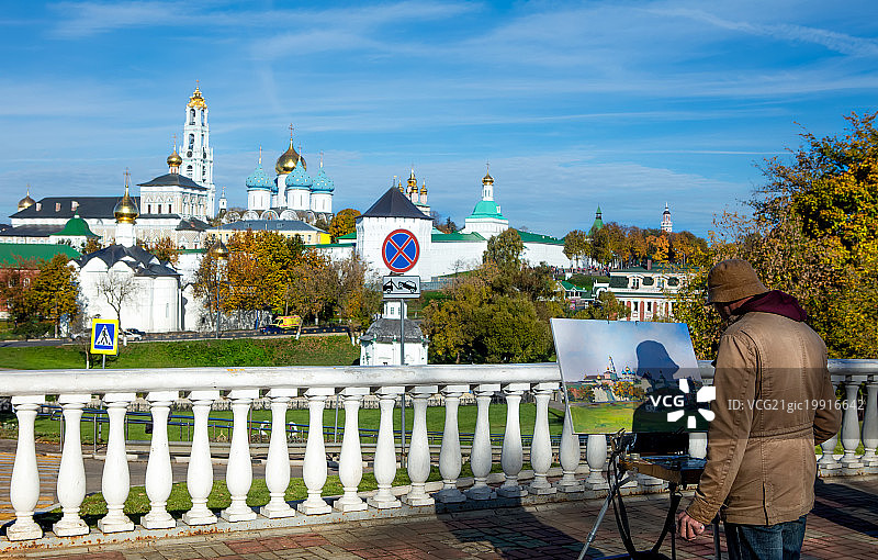 Russia, Sergiyev Posad, Trinity Monastery of St Sergius with Assumption Cathedral图片素材