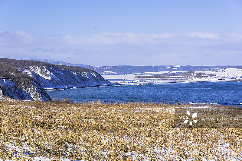 冬季鄂霍次克海，日本北海道网走市图片素材