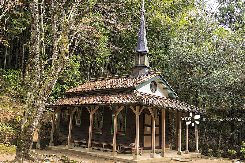 乙女峠玛利亚大教堂，1951年建筑，位于日本岛根县津和野町图片素材