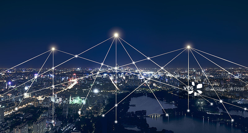 科技互联概念的北京城市全景图片素材