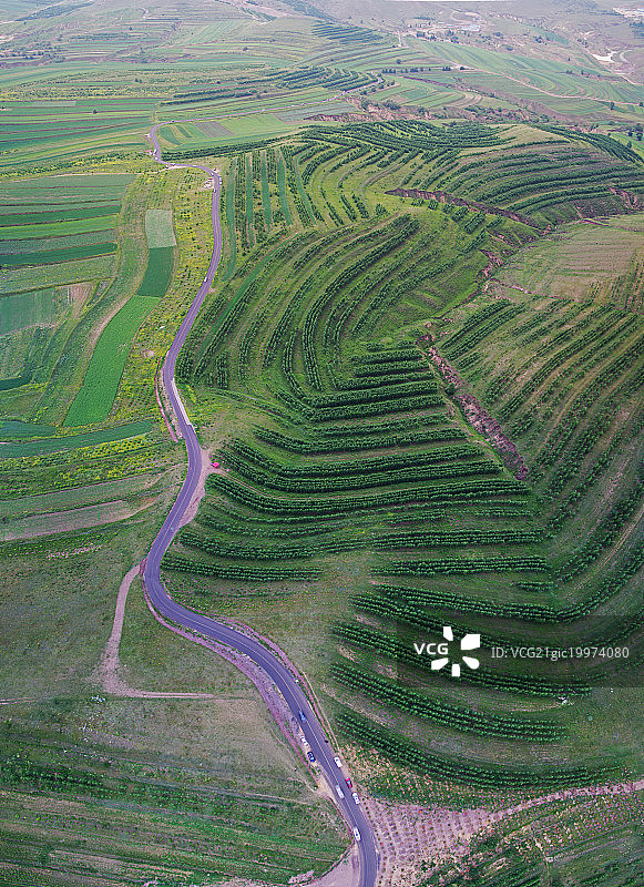 河北草原天路张北段梯田全景图片素材