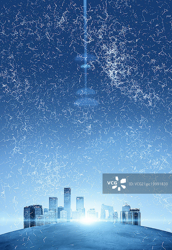 科幻未来感地球上的北京CBD图片素材