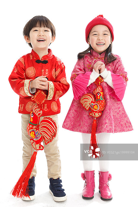 两个儿童过新年图片素材