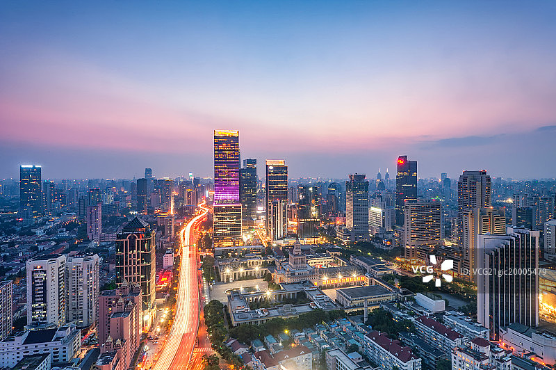 上海静安CBD夜景图片素材