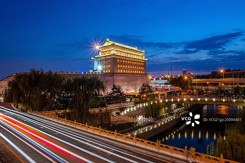北京德胜门箭楼夜景图片素材