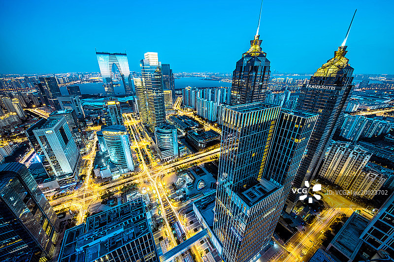 夜晚苏州园区CBD图片素材