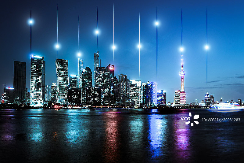 上海城市风光大数据概念图片素材