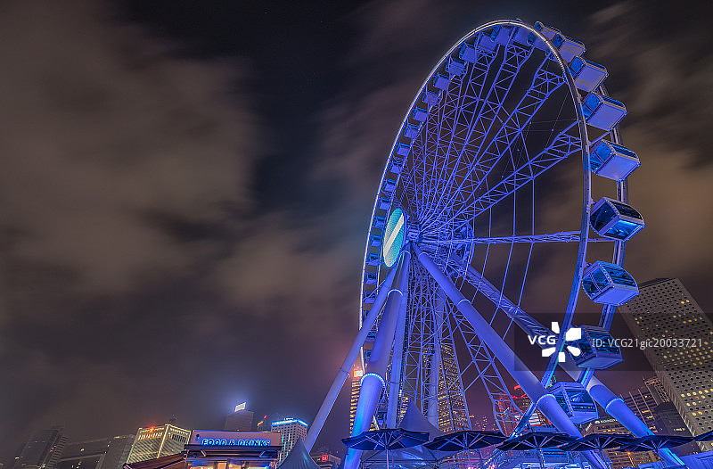 中环摩天轮夜晚静止状态图片素材