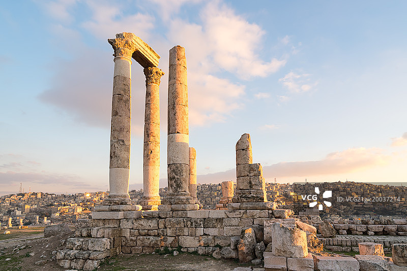 Citadel-Amman, Jordan约旦安曼城堡山 日落图片素材