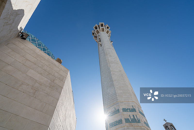 约旦安曼国王清真寺King Abdallah Mosque, Amman, Jordan图片素材