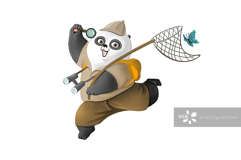 可爱的熊猫去春游图片素材