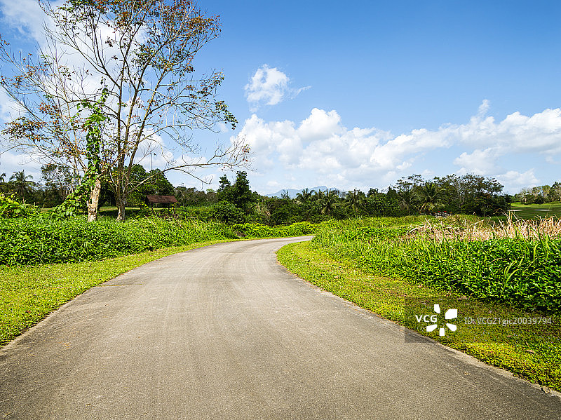 海南省万宁市兴隆海航高尔夫球会草坪与道路图片素材