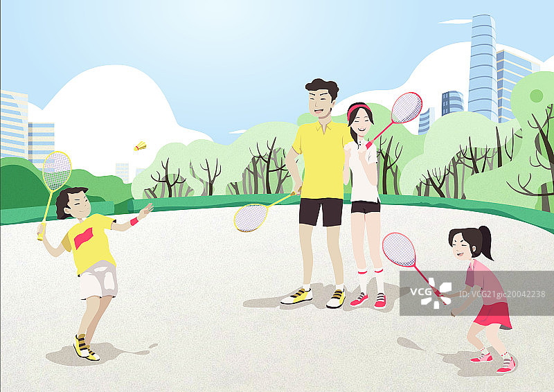 运动一家人羽毛球图片素材