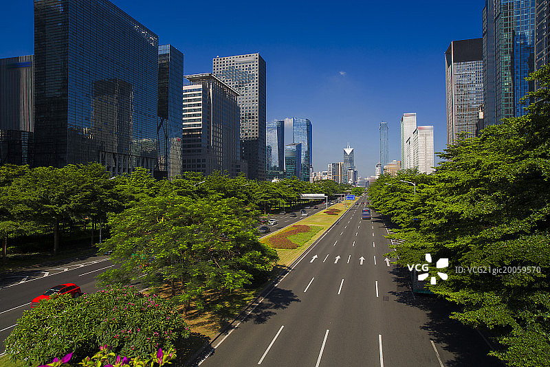 广东省深圳深南大道风光图片素材