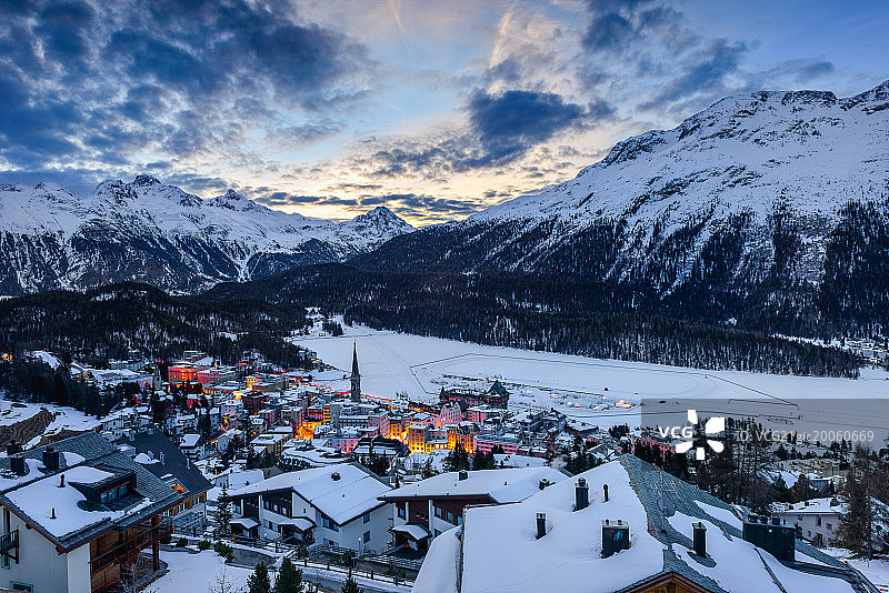 瑞士圣莫里茨日出图片素材