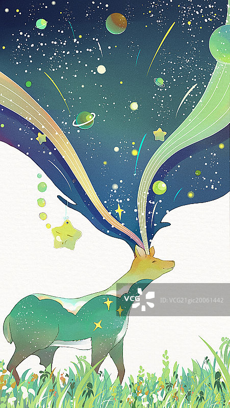 鹿星空图片素材