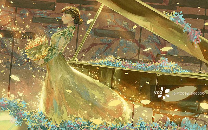 琴动芳心图片素材